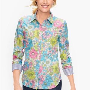 Talbots Floral Button Down Shirt - Pink, Blue, Green